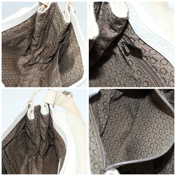 Salvatore Ferragamo Gancini Shoulder Bag Leather White Silver Auth - Picture 15 of 16